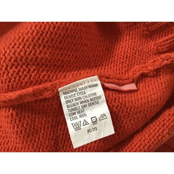 Izod Raglan Sweater Size S Long Sleeve Chunky Orange Cotton Blend Knit - Picture 7 of 7